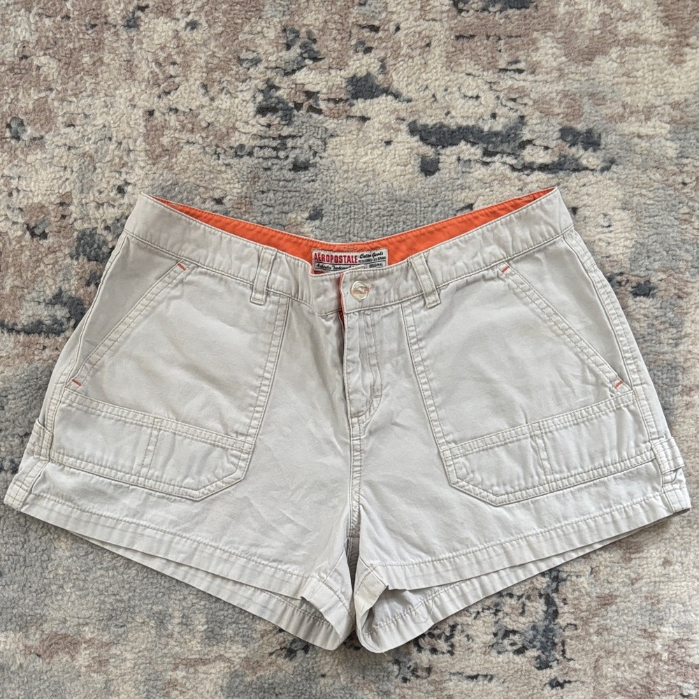 Aeropostale Women's Tan Shorts with Orange Trim size 5/6